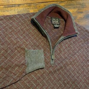 Jos A Bank Sweater Mens XL Purple Merino Wool 1/4 Zip Signature Collection